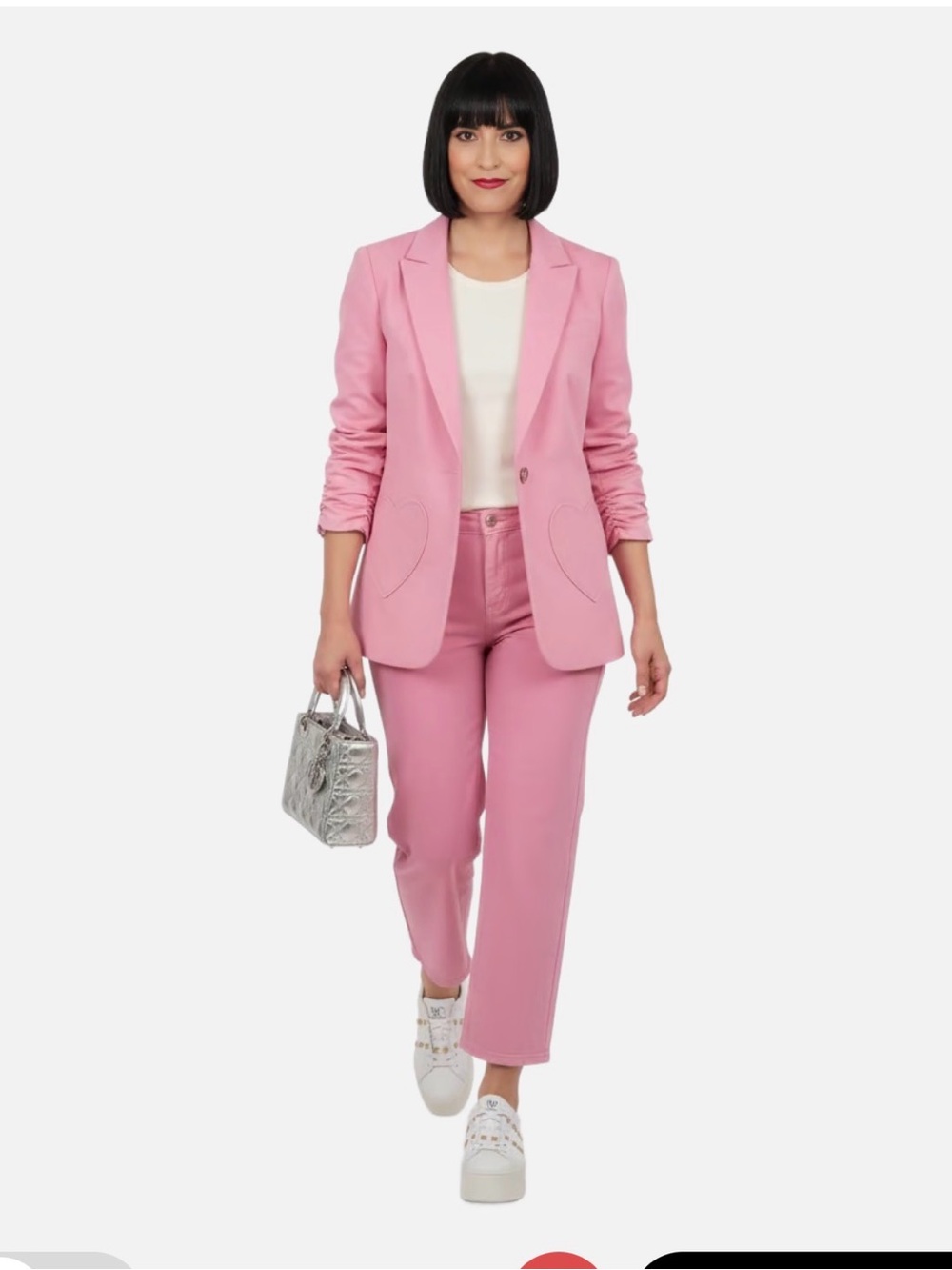 cinq a sept Pink High-Rise Cropped Jeans with Heart Patch - Picture 2 of 11